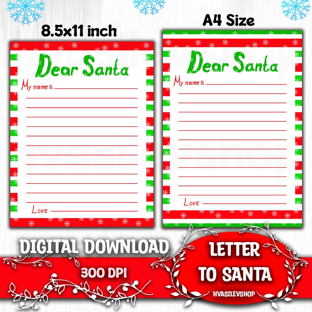 Simple Letter to Santa Printable Instant Download Santa Letter - Etsy ...
