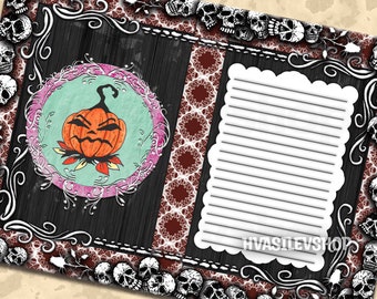 Pumpkin Junk Journal Pages, Halloween, Mystery, Gothic Papers, Horror, Pumpkin Junk Journal Kit, Mixed Media, Ephemera, Creepy Journal Paper