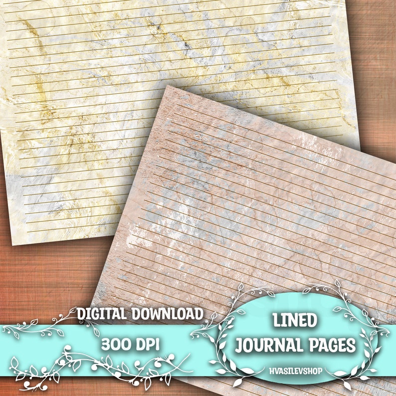 10 Lined Junk Journal Pages Printable Line Paper Vintage Style Line ...