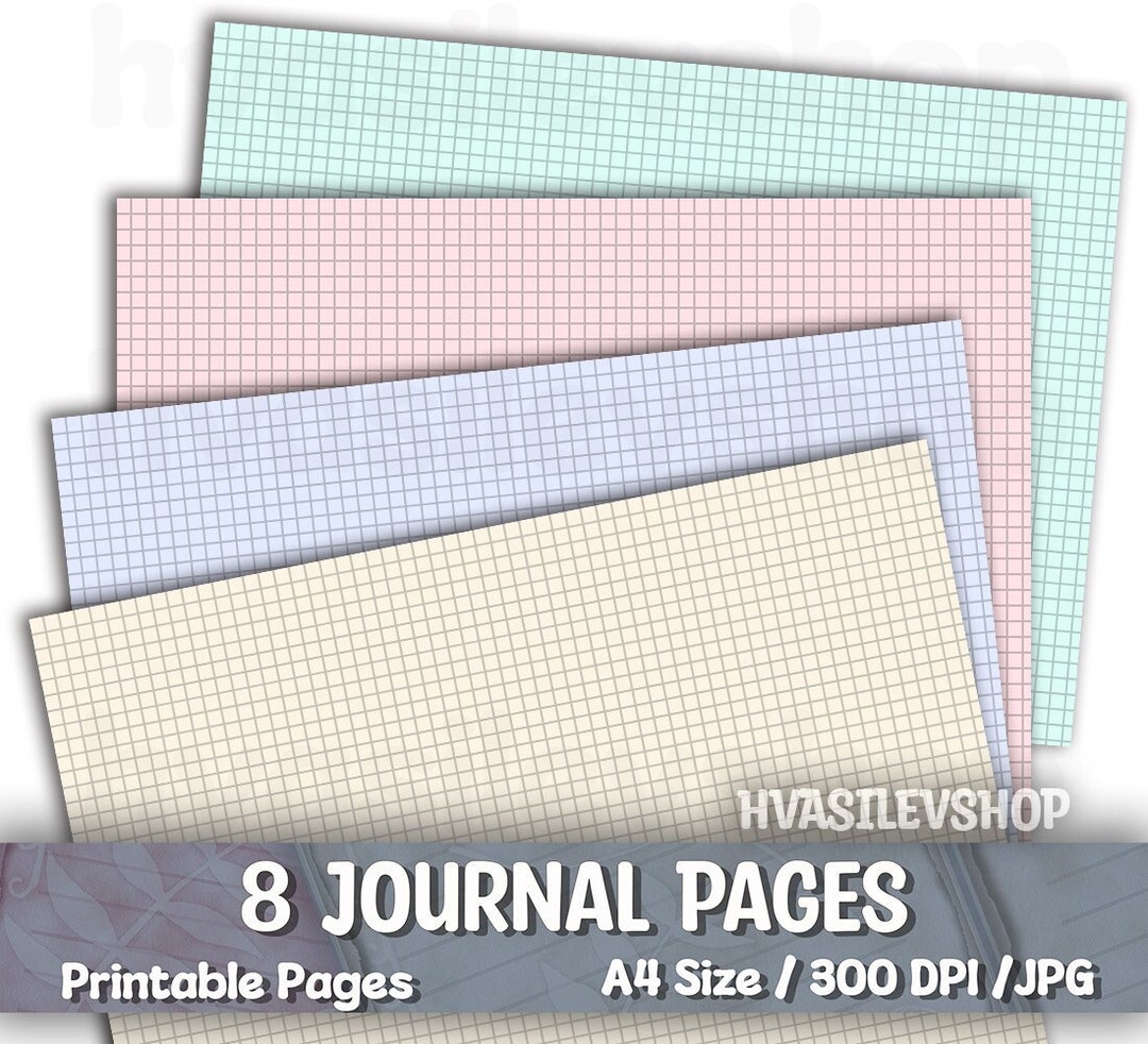 Graph Journal Pages, Colored Junk Journal Pages, Colored Journal Papers ...