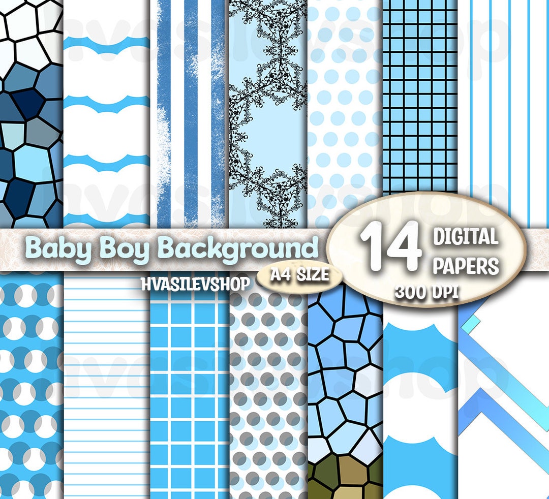 Baby Boy, Photo Album, Backgrounds, Digital Paper, Blue Paper, Album