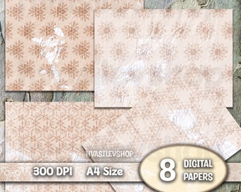 Beige and Brown Theme Pattern Digital Paper Set, Decoupage Paper, Scrapbook Papers, Vintage Background Ephemera Kit, Neutral Background, DIY