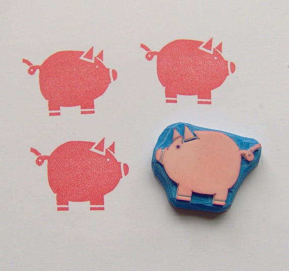 pig rubber stamp pig stamp piggy stamp animal stamp farm etsy