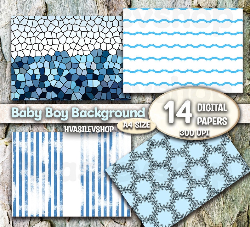 Baby Boy, Photo Album, Backgrounds, Digital Paper, Blue Paper, Album