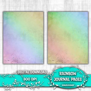 Rainbow Junk Journal Pages Vertical Colored Vintage Printable Sheets Instant Download Blank Old Paper Style image 6