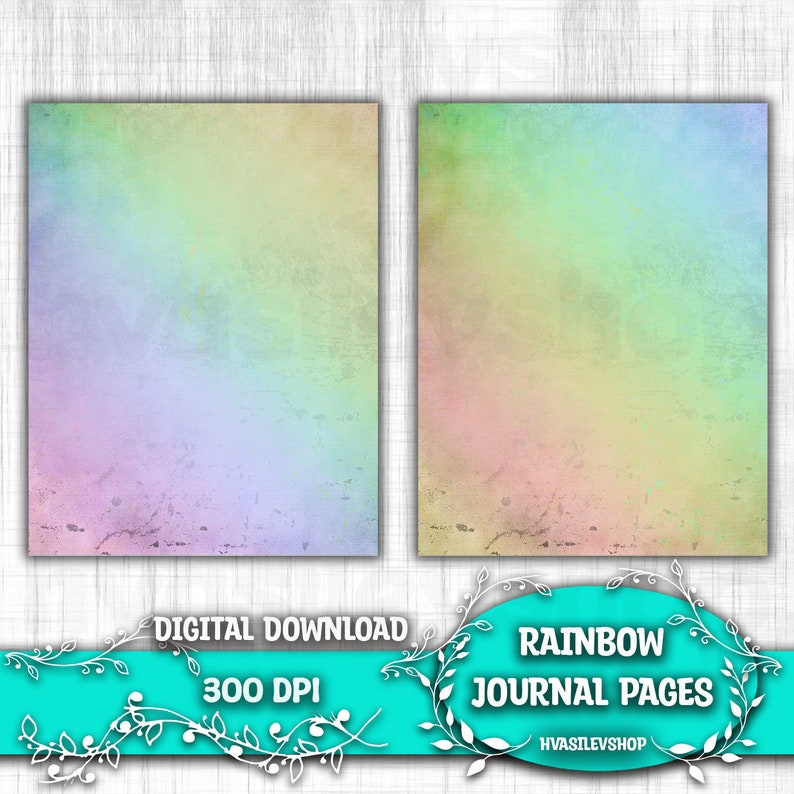 Rainbow Junk Journal Pages Vertical Colored Vintage Printable Sheets Instant Download Blank Old Paper Style image 6