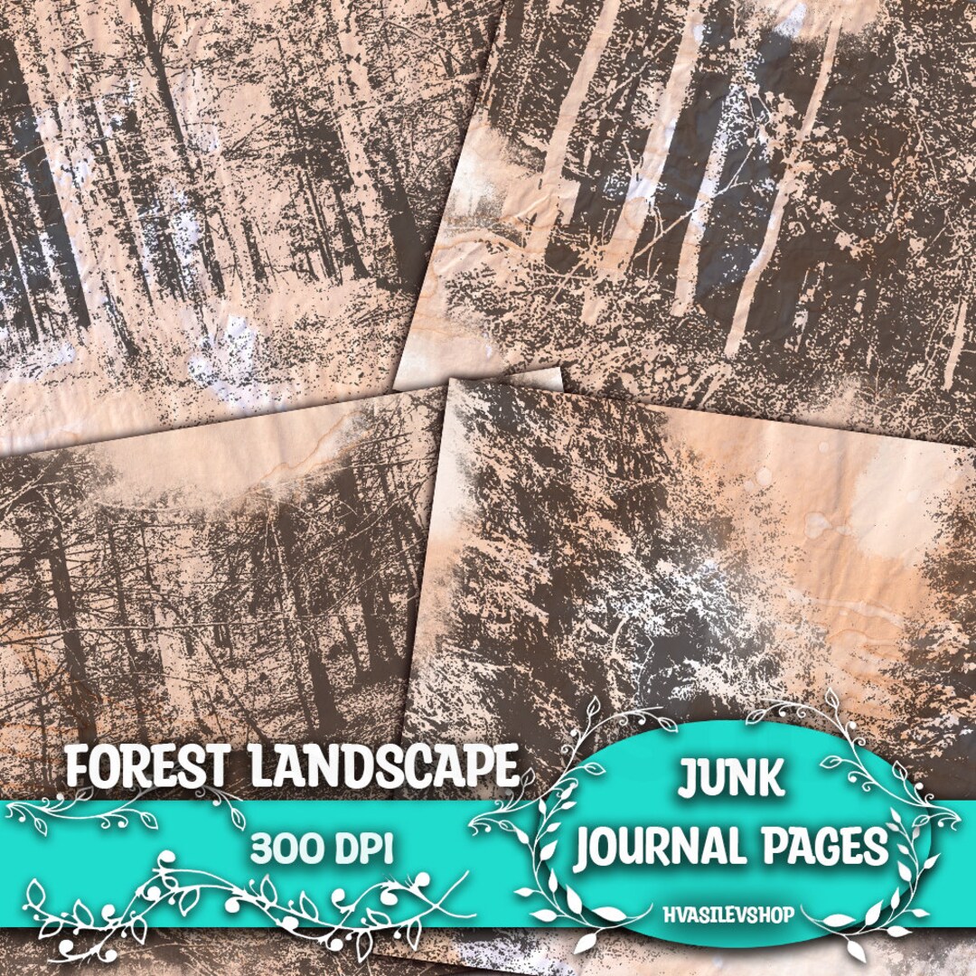 Forest Landscape Junk Journal Pages Printable Woodland Digital Collage ...