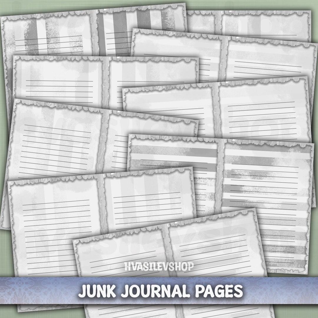 Black and White Junk Journal Kit Lined Scrapbook Collage Papers ...