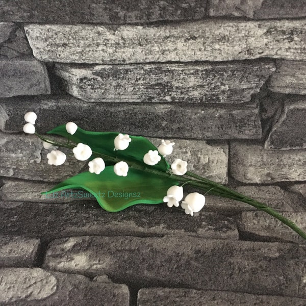 Lily of the Valley Flower Cake Decoration Spray Bunch Filler with Leaves Gumpaste Wedding Flower