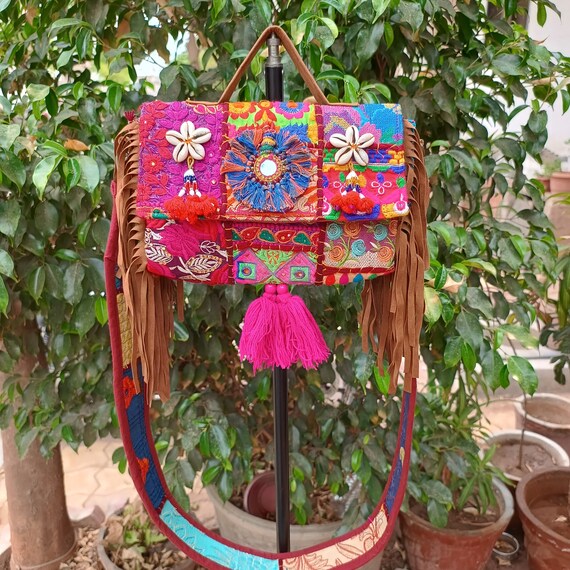 Banjara Bag Sling Bag Tassel Hand Made Patch Work Mirror