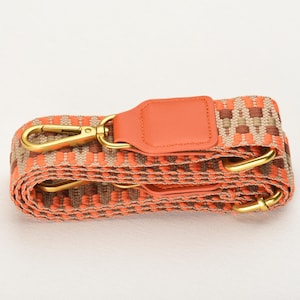 1.5 inch wide Orange Woven Purse Strap Adjustable Crossbody Bag Strap