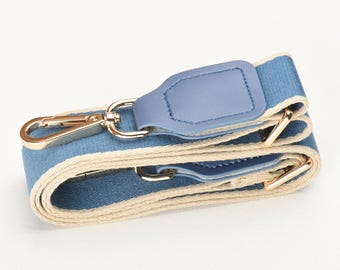Blue and Light Beige Adjustable Crossbody Bag Strap