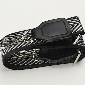 Black and Silver Adjustable Crossbody Bag Strap