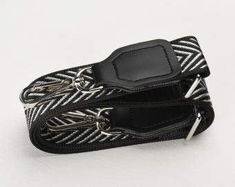 Black and Silver Adjustable Crossbody Bag Strap