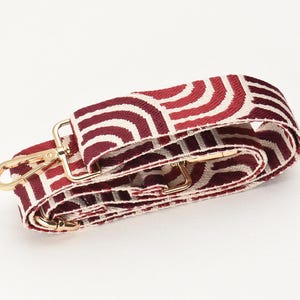 Kastanienbraun und cremefarbener Jacquard-Geldbeutelgurt, verstellbarer Crossbody-Taschengurt