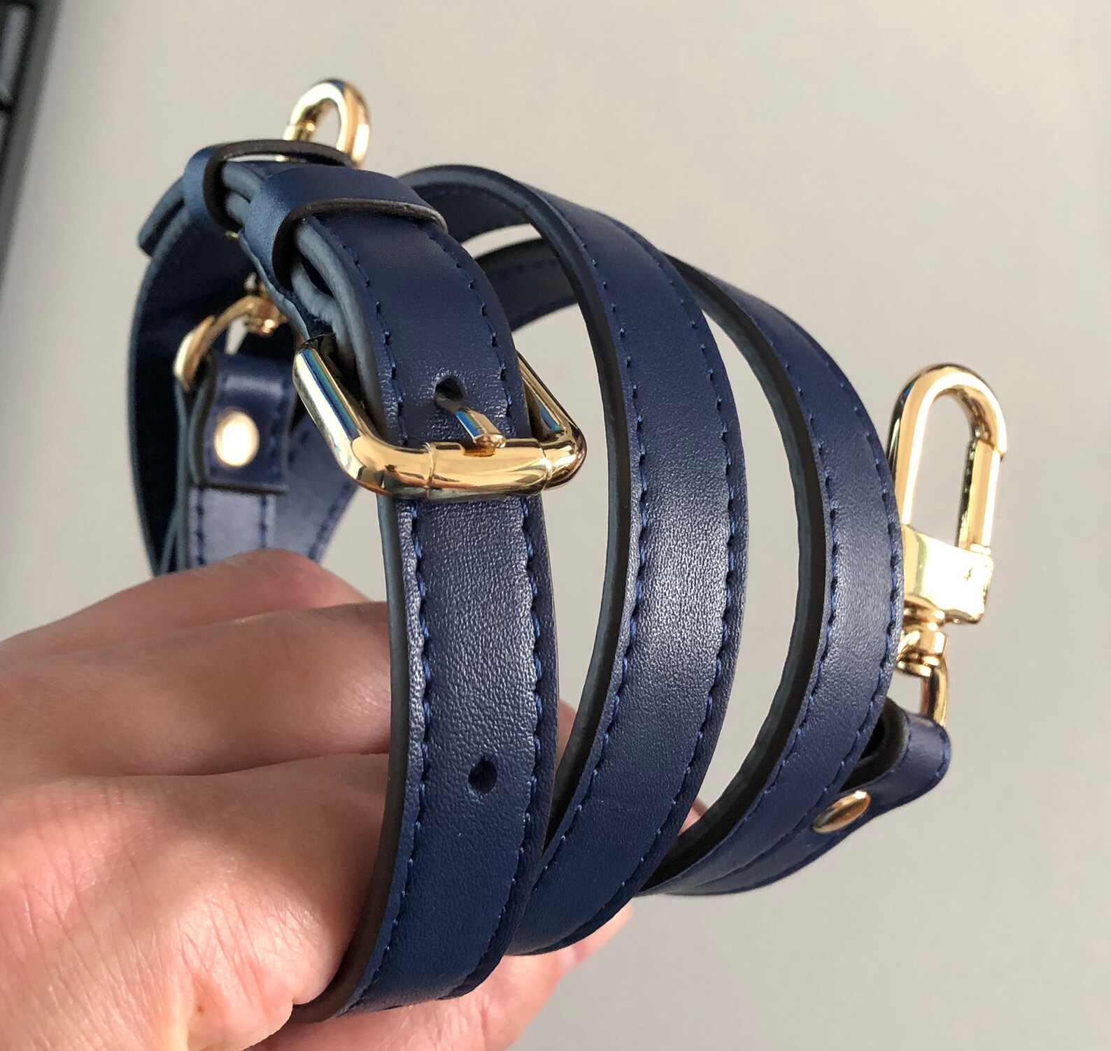 Deep Blue Faux Leather Purse Strap Adjustable Shoulder Bag Etsy