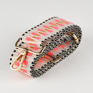 5 cm breiter grau-weißer und rosa gewebter Riemen, verstellbarer Crossbody-Taschengurt