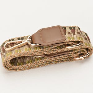 1.5 inch wide Camel Khaki Woven Strap Adjustable Crossbody Bag Strap