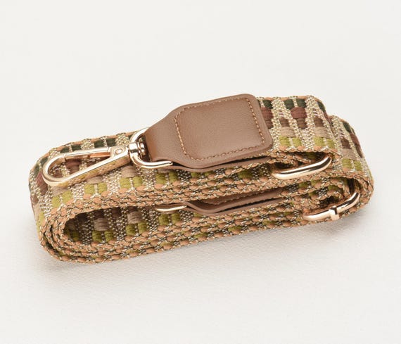 1.5 inch wide Camel Khaki Woven Strap Adjustable Crossbody Bag Strap