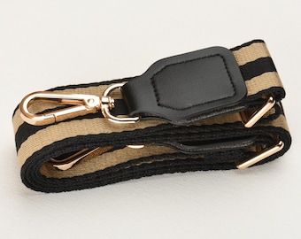 Beige and Black Adjustable Crossbody Bag Strap