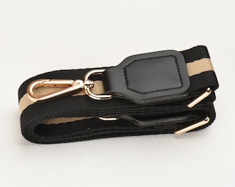 Black and Beige Adjustable Crossbody Bag Strap