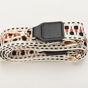 1.5 inch wide Greyish White Woven Bag Strap Adjustable Crossbody Purse Straps