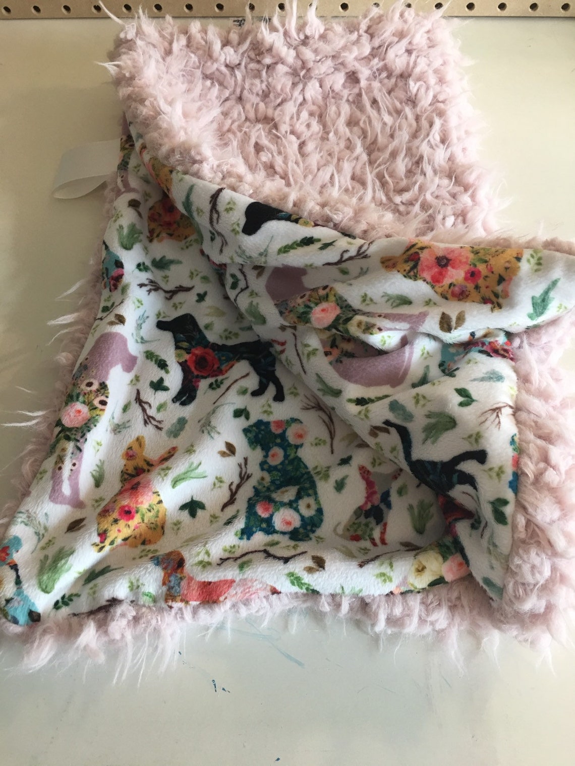 Dog minky baby lovie blanket. Security baby lovey blanket. Etsy