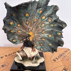 Florence sculture d&#39;arte original Giuseppe Armani Pavone-Piccolo Peacock figurine with original box