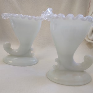 Set of 2 Fenton Cornicopia Horn of Plenty.