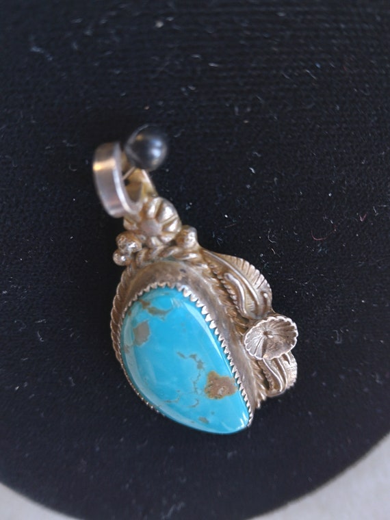 Natural Turquoise Sterling Silver Pendant. - image 3