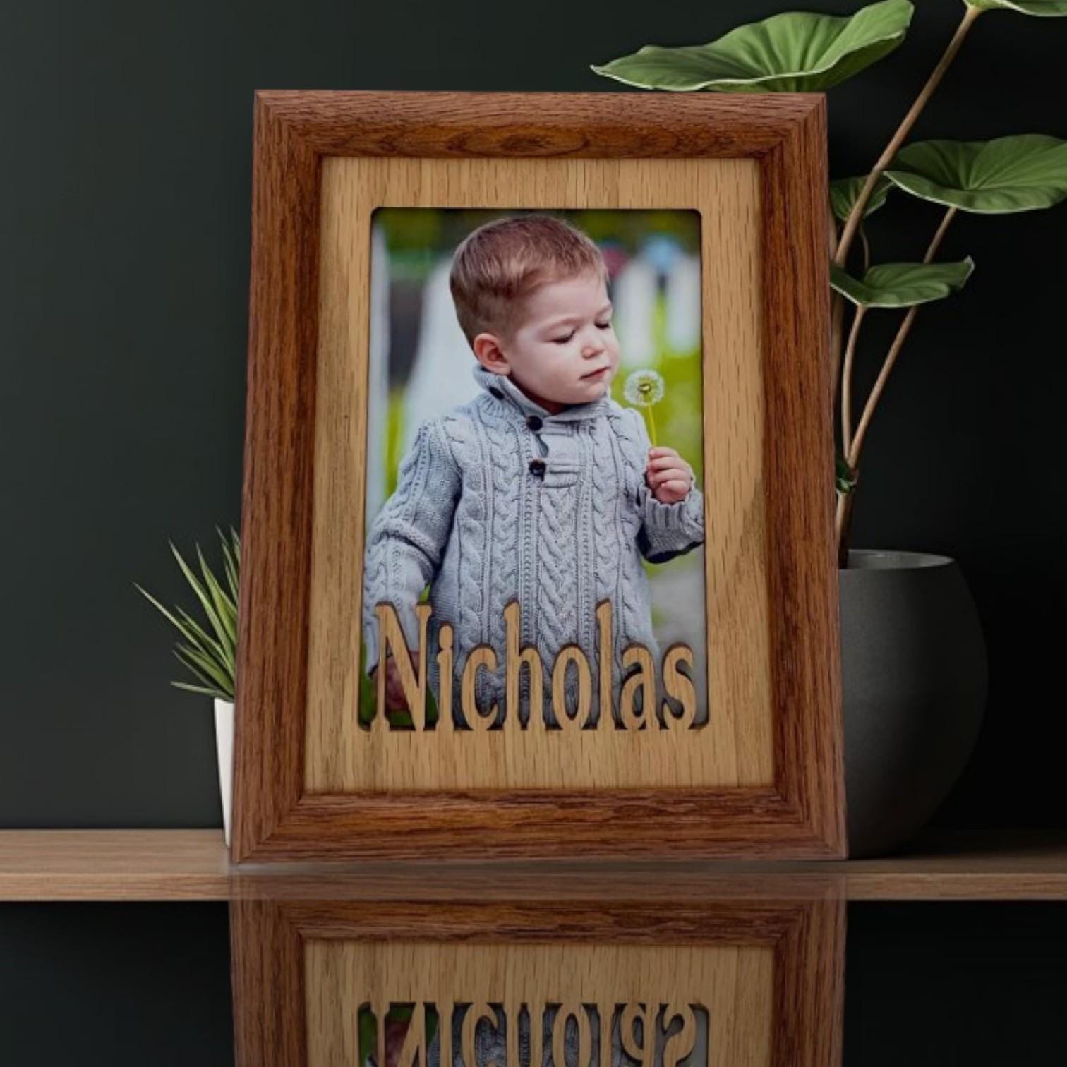 5x7 Personalized Name Frame, Custom With Text Holds 4x6 or Crop 5x7 ...