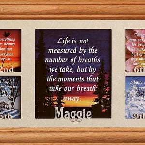 7x20 Personalized School Year Photo Frame with Name, Preschool Through 12th Grade Picture Collage Frame, Custom School Days Keepsake, Choice