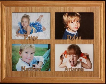 Quad Jumbo 5x7 Personalized photo frame ~Holds Four Landscape 5x7 Photos ~ Photo Collage Frame Christmas