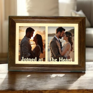 JUMBO Personalized 5x7 Double Photo Frame for Two Portrait Photos - Engagement Anniversary Wedding Mother&#39;s Gift
