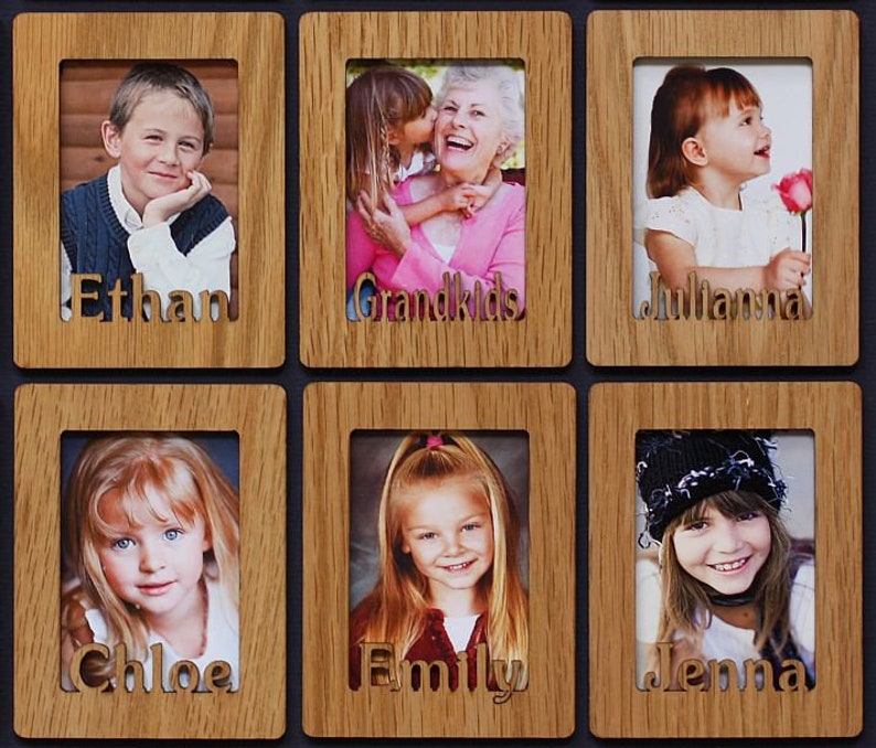 Personalized photo magnet 2x3 Wallet Photos Laser Cut Light/Medium Oak Veneer Six (6) Magnets