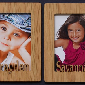 Personalized photo magnet 2x3 Wallet Photos Laser Cut Light/Medium Oak Veneer Two (2) Magnets