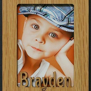 Personalized photo magnet 2x3 Wallet Photos Laser Cut Light/Medium Oak Veneer Single Magnet (1)