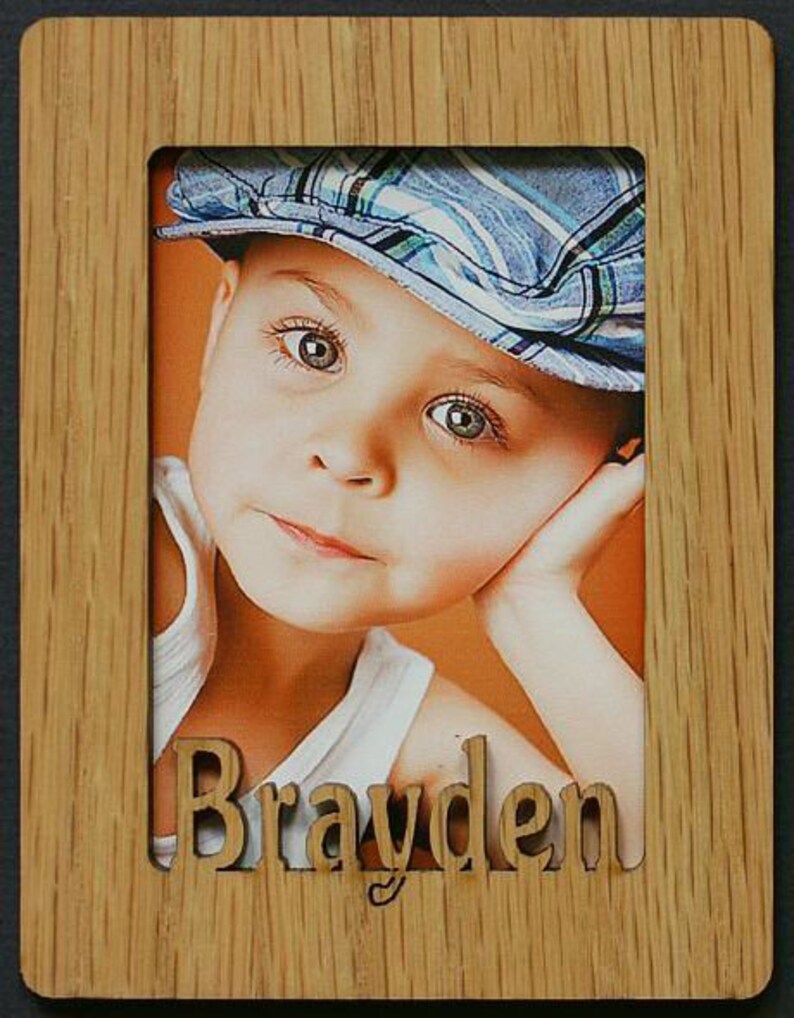 Personalized photo magnet 2x3 Wallet Photos Laser Cut Light/Medium Oak Veneer Single Magnet (1)