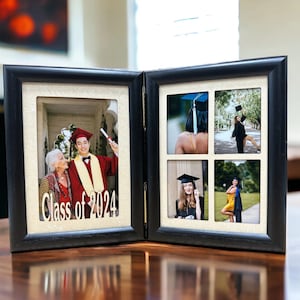 Hinged Graduation Frame, Holds Two 4x6 or cropped 5x7 photos, 5x7 Frames - class of Frame, Customizable, Ideal Grad Gift