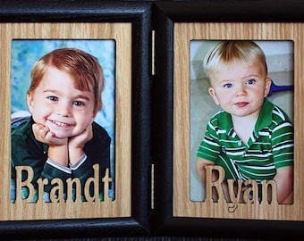 Double Hinged 5x7 personalized photo frame, Graduate Gift, Grandparents Gift