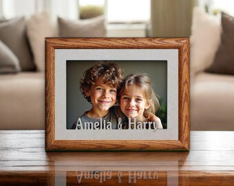 Jumbo 5x7 Personalized photo frame: Custom Name, Text, Date Frame ~ Your Choice of Frame Color and Mat Insert~ Great Gifts for Birthday