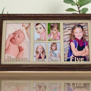 Baby's First 5 Years Picture Collage Frame - 6 Photo Openings for Newborn to Age Five - Ideal Baby Shower Gift Keepsake Frame