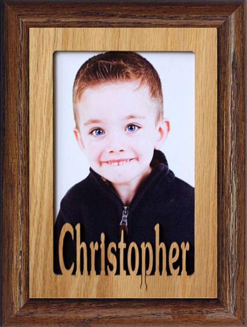 PERSONALIZED Photo NAME FRAME Laser Cut Oak Veneer Insert Etsy