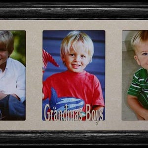 7x15 GRANDMA&#39;S BOY Boys GIRL Girls Kids Triple Photo Frame   Holds three 4x6 or cropped 5x7 Photos   Christmas  Birthday or Grandparent Gift