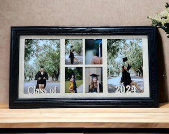 Personalized Graduation Frame, Class of Frame - 7x14 Photo Collage 6-Opening Portrait Collage Picture Frame, Graduation, Senior Frame