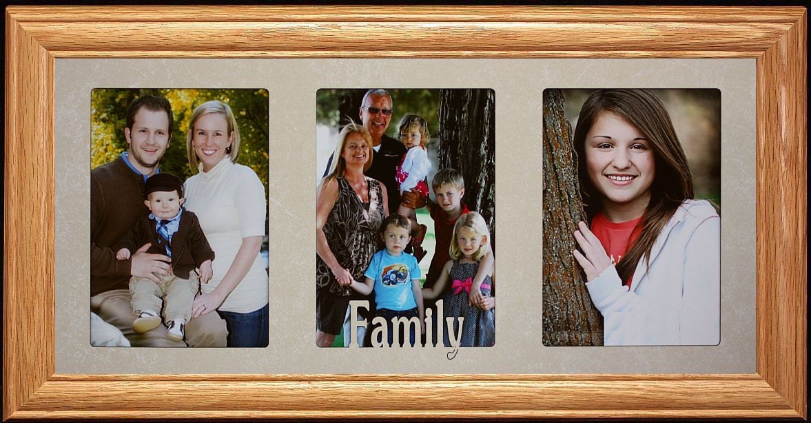 7x15 FAMILY ~ Triple Photo Frame ~ Holds Three 4x6 or Cropped 5x7