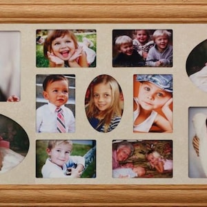8x20 ~ MULTI-OPENING Cream Mat Collage Frame ~ Holds Four (4) 4x6 Photos and Seven (7)-2x3 Wallet Photos ~ Grandparents Grandkids Frame
