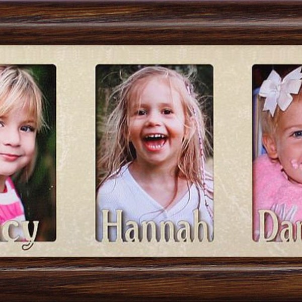 Personalized wallet photo frame ~ Holds (5, 6, 7 or 8) Portrait 2x3 Wallet Photos ~Cream Matboard