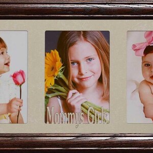 7x15 MOMMY&#39;S BOY Boys GIRL Girls or Kids   Triple Photo Frame   Holds three 4x6 or cropped 5x7 Photos   Mother&#39;s Day  Christmas Gift for Mom