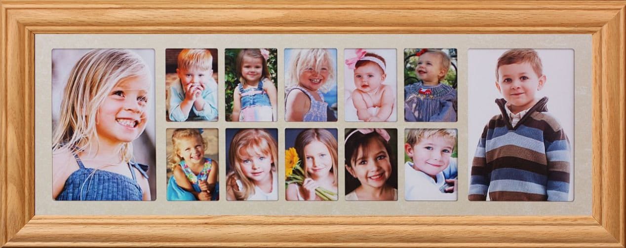 7x20 12-opening Portrait Collage Picture Frame ~ Laser Cut Cream Marble ...